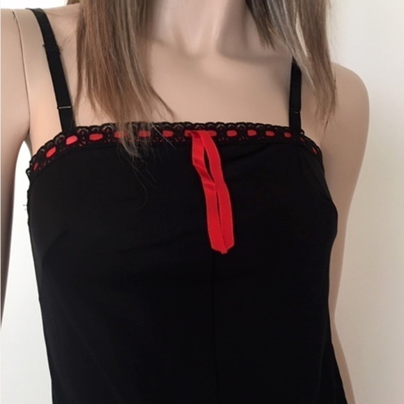 VINTAGE 60s Kayser Black Nylon Teddy Culotte Slip Red Satin ribbon detail - Picture 2 of 12